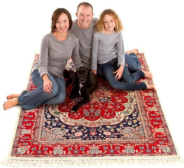 family on oriental rug